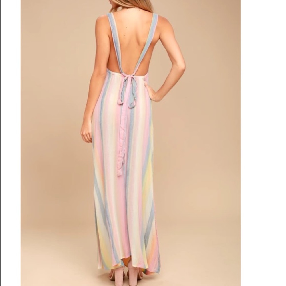 ITEM SOLD 📫📦 HIGH LIGHT PINK STRIPED MAXI DRESS - Picture 3 of 5